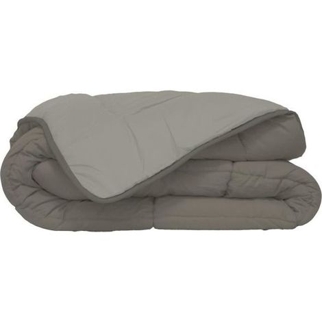 Couette Microfibre 400g/m2 CALGARY Taupe + Lin 220x240cm (1/4)