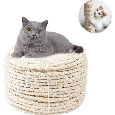 Corde Arbre A Chat,Corde de sisal de chat pour Chat,Solide et Durable pour Corde à griffer,Corde de Jardin,pour Chats,Corde à gratter, groupage de Jardin,décoration de Bricolage de Jardin dômestique-F (1/5)