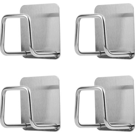 Badezimmerwaagenhalter – 4er-Set – Edelstahl – Wandmontage, kein Bohren erforderlich – Badezimmer – Silber (1/5)