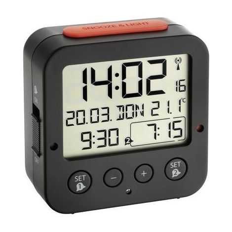 TFA Dostmann 60.2528.01 Radiocontrollato Sveglia Nero Tempi di allarme 2 (1/5)