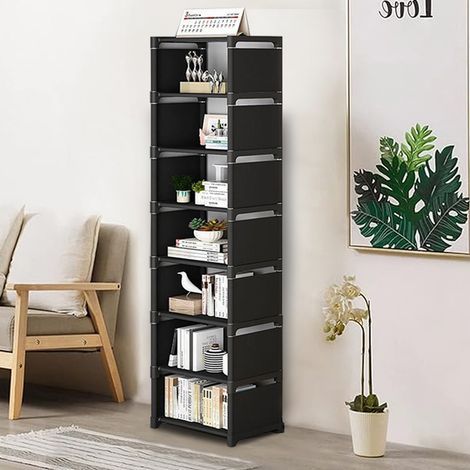 8-layer Black Home Doorway Simple Shoe Rack 27cm W x 26cm D x 124cm H (1/5)