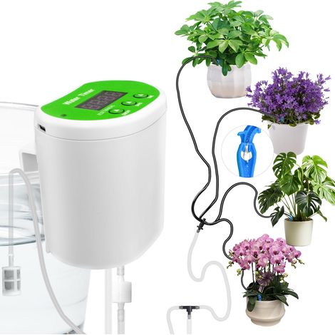 Automatisches Pflanzenbewässerungssystem – Tropfbewässerungsset mit programmierbarem Timer, bewässert bis zu 12 Topfpflanzen, perfekt für Innengärten, Balkone und Terrassen
