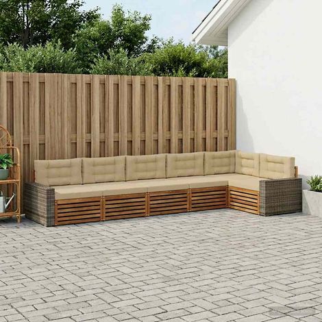 vidaXL Outdoor-Sofagarnitur 6 pcs Natur und Beige 402 x 172,5 x 73 cm (1/5)