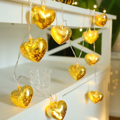 Guirlande Lumineuse En Forme De Coeur - 5 Pieds - 10 Led - Fonctionne Sur Piles - Décoration Intérieure Et Extérieure - Lot De 1 (1/3)
