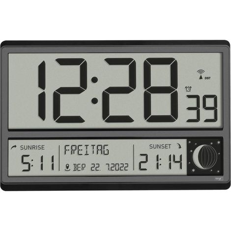TFA Dostmann 60.4524.01 Radiocontrollato Orologio da parete 360 mm x 28 mm x 235 mm Nero Display grande (1/5)