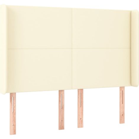 Testiera Testata del letto ad Orecchio Crema 147x16x118/128 cm in Similpelle (1/5)