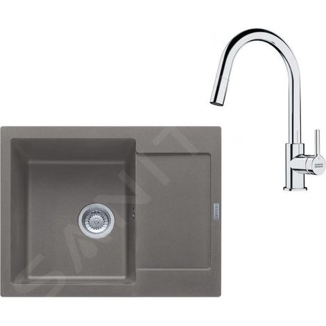 Franke - Set de cuisine G256ŠK, évier en fragranit MRG 611-62 + robinet FS 3229.031, gris pierre / chrome 114.0700.713 (1/4)