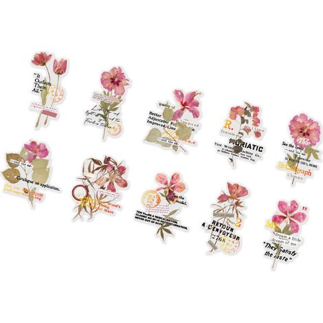 10 feuilles autocollants fleurs transparents PET scrapbooking pour carnet journal déco type 3 (1/5)