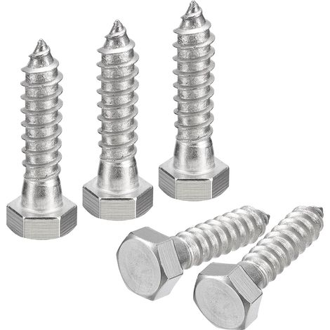 Vis Hexagonaux à Tête Hexagonale, 20Pcs 1/2" x 2" 304 Acier Inoxydable Partiellement Fileté Vis à Bois (1/5)