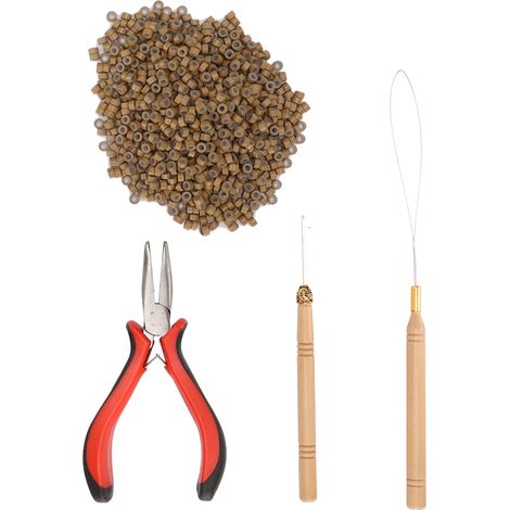 Kit Micro Anneaux en Silicone pour Extension de Cheveux avec Pince Crochet Tireur Outil de Coiffure 7 1000 Pièces (1/5)