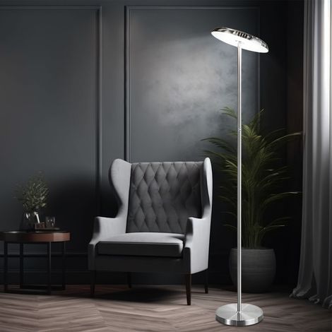 Lampada da terra lampada da terra, dimmer touch 3 livelli regolabile, lampada da soggiorno, metallo argentato, faretto mobile, LED 21W 1700lm 3000K, H 140 cm