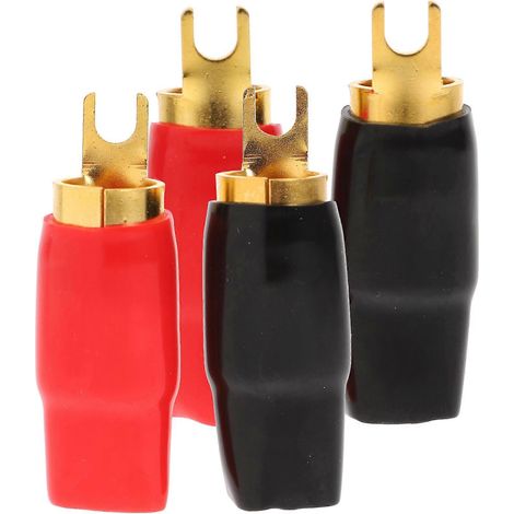 paires de cosses à sertir en cuivre plaqué or, calibre 0, pour câbles d'enceintes - 0GA (rouge et noir)