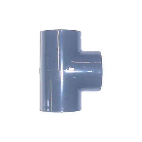 Aqualux – Raccord PVC pression – Té 90° à coller FF Ø50 – Pression maxi 16 bars – Raccord de robinetterie pour installations sanitaires