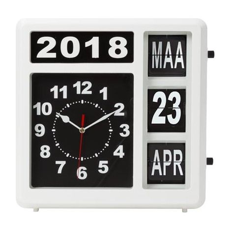 Horloge murale à chiffres sautants avec calendrier - 31 x 31 cm - neerlandais