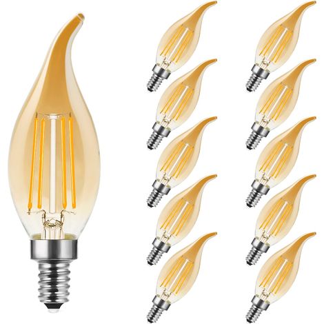 Ampoule LED E14 4W - Blanc Chaud 2700K - Équivalent 35W - 350LM Ambré - Culot Vis Petit - Non Dimmable - Lot de 10