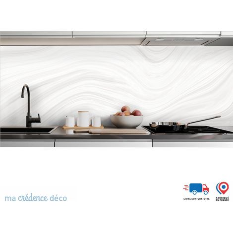 Crédence : Marbre courbe graphique Blanc - Alu composite - 60 - 120 (1/3)