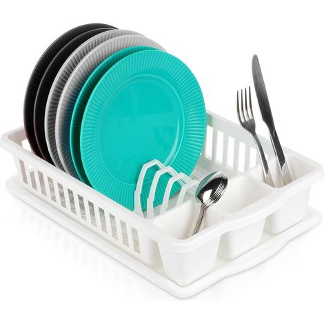 Escurridor de platos blanco de 39,5 x 26 x 8,5 cm