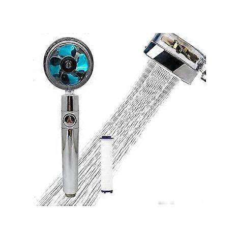 Einfach zu installierender Turbo-Ventilator-Duschkopf mit Hydro-Jet-Technologie, hohem Wasserdruck mit Ein-Knopf-Wasserstopp, einstellbarem Wasserdurchfluss, robustem und stilvollem ABS-Material. (1/5)