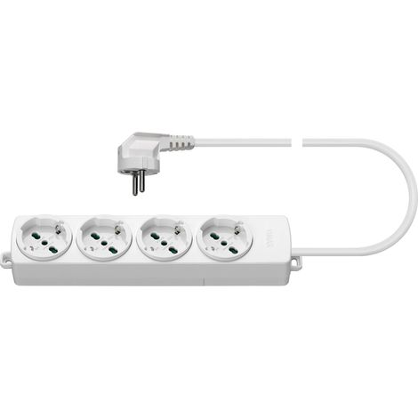 VIMAR 01292.CK.B Presa mobile multipla con 4 uscite SICURY universali, cavo da 2 m, spina grande 2P+T 16 A combinata standard tedesco e francese, bianco