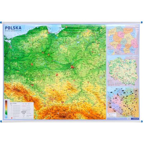 Polonia 1:700.000. Mapa mural geográfico (físico) general. Demart (1/5)
