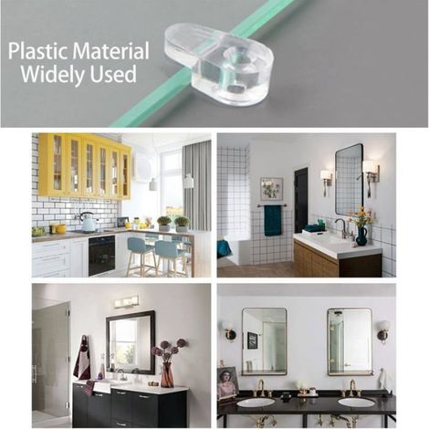 50 Supports Miroir avec Vis - Clips Fixation Verre 3-5mm - Pour Miroir, Fenêtre, Vitrine (1/5)
