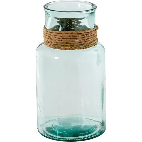 Vase de Table en Verre Transparent et Naturel 15 x 15 x 28 cm (1/3)