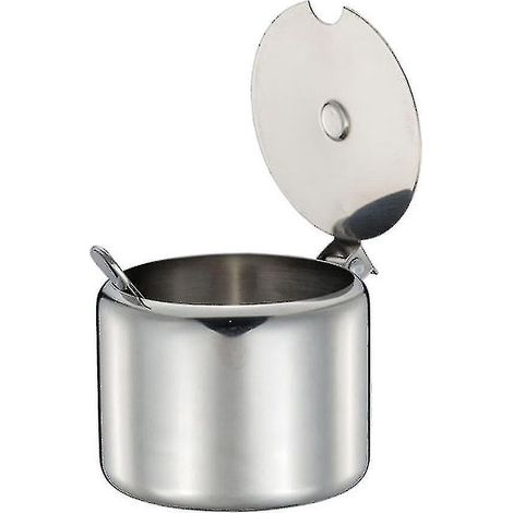 Pot à sucre en acier inoxydable avec cuillère, boîte de rangement multifonctionnelle pour épices. (1/4)