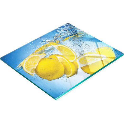 Tablero de vidrio decorativo multifuncional con estampado de agua de lim贸n, 60x52 cm.