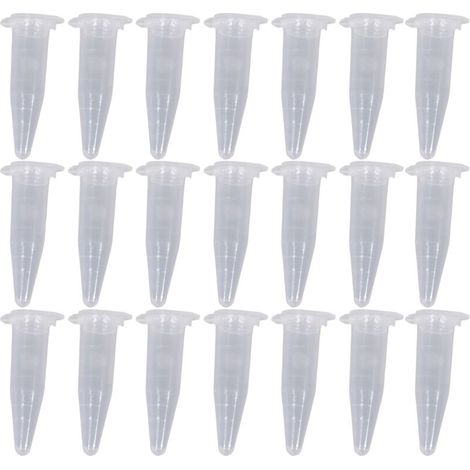 Paquete de 100 tubos de ensayo miniatura de 1,5 ml con tapón de plástico transparente para centrífuga, 42 x 11 mm. (1/4)