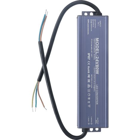 IP67 wasserdichtes LED-Netzteil, 24V 3,3A Konvertertransformator, AC170-265V Eingang, Spannungsregler für LED-Streifen (1/5)