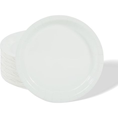 Lot de 16 assiettes en carton jetables de 22,9 cm - Assiettes rondes en carton de couleur unie pour anniversaire, mariage, pique-nique, barbecue, bar, restaurant et décoration de table (1/5)