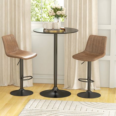 Table haute de bar ronde et moderne avec piètement en acier et plateau en MDF. Ø70x102cm. Noire.