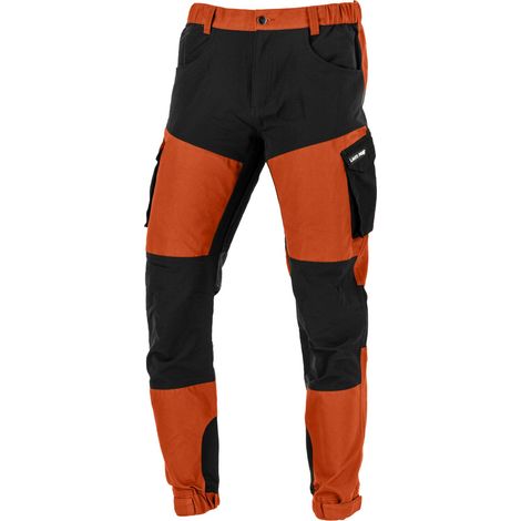 Pantaloni con elementi elasticizzati, rosso mattone e nero, "L", CE, lahti (1/5)