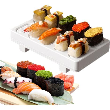 Moule à sushi - Moule à boulettes de riz Appareil à sushi, 10 en 1 Mini Onigiri Nigiri Japonais, Kit de sushi DIY, Outil de presse rectangulaire pour la cuisine maison (1/5)
