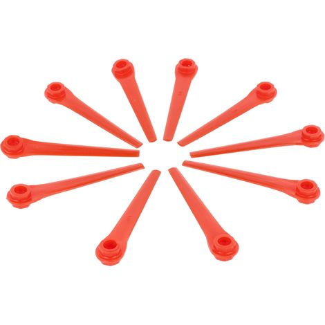vhbw 10x Ersatz-Messer kompatibel mit Gardena AccuCut 2417-20 2417, 400Li 8840, 400Li 8840-20 Rasentrimmer - Ersatzklinge Rot, Kunststoff (1/4)