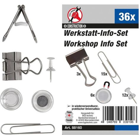 Assortiment Matériel de Bureau 36 pcs - Agrafes, Aimants, Aiguilles - Pratique et Complet pour Bureau - D-Work (1/5)