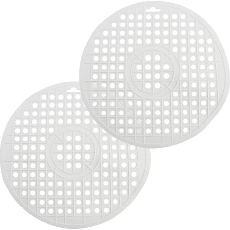 2x Tapis d'évier, Rond, Plastique souple, Blanc, Protection évier et vaisselle, Cuisine (1/5)