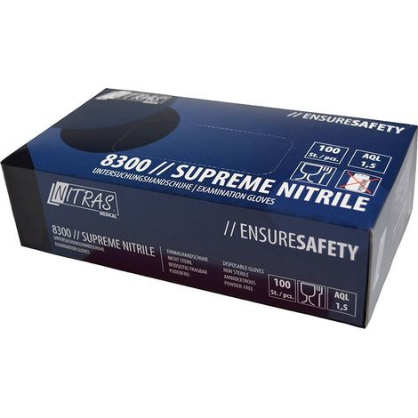10 Boxen Nitril-Einweghandschuh Nitras® 8300 SUPREME NITRILE, ungepudert Größe XL (1/2)