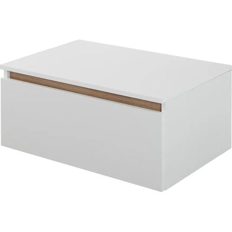 Cassettone bagno sospeso 80 cm soft-close bianco e rovere africa Kleo (1/5)