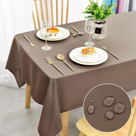 Nappe 140x240cm Marron Rectangulaire - Anti-taches, Imperméable, Lavable