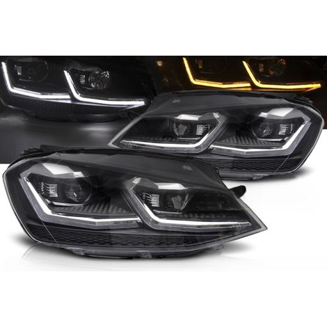 Paire de feux phares VW Golf 7 13-17 LED TRU DRL Dyn Noir Silver-42722767 (1/4)