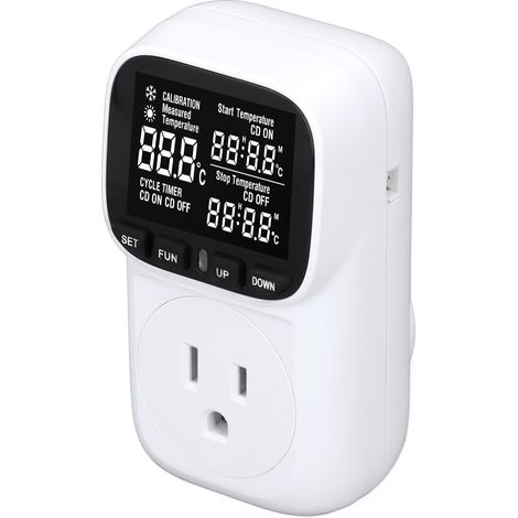 Prise thermostatique numérique programmable avec rétroéclairage, minuteur et contrôleur de température pour aquarium et serre, à brancher (1/5)