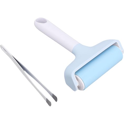Ortviai Lot d’outils de marquage créatif : rouleau brayer + pincettes – ABS et silicone, idéal pour transfert thermique, papier cartonné et kraft
