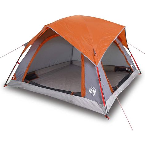 vidaXL Tienda de campaña para 4 personas impermeable gris y naranja (1/2)