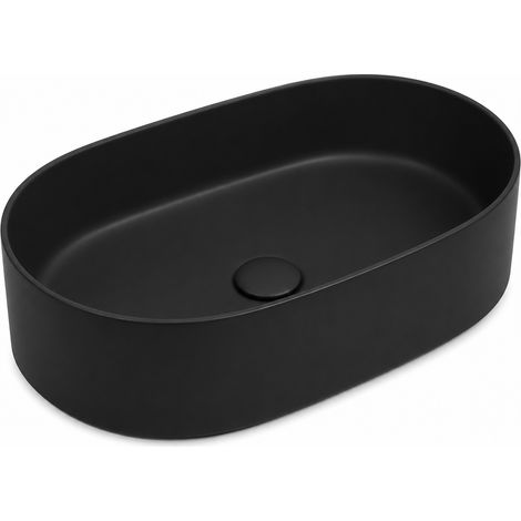 Lavabo ovalado de encimera de 50×30 cm, negro mate - Aquaterris (1/5)
