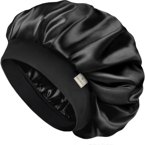 Yanibest Bonnet de sommeil en satin pour hommes et femmes, taille unique, Noir (1/5)
