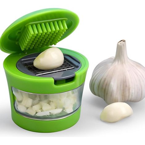 Cortador de ajos manual - Rallador de ajos portátil de acero inoxidable y mini picador para la cocina (1/5)