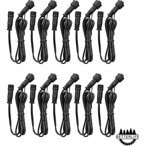 Cable Rallonge, 10 Pack, Pour Spots LED Encastrables,Etanche IP67,1M / 3.3Ft, 2Pin, avec connecteurs mâles et femelles