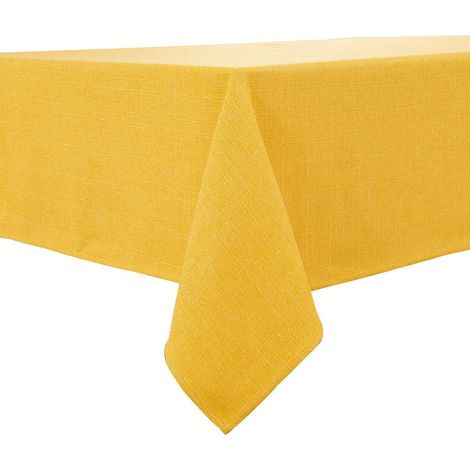 Tischdecke Gelb 140x180 cm, wasserabweisend, Leinenoptik, rechteckig