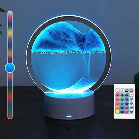 Peinture Au Sable Qui Coule Avec LED, Art Dynamique, Lampe De Table 3D Avec Cadre De Sable Coulant en Haute Mer Pour Salon, Chambre et Bureau (1/5)